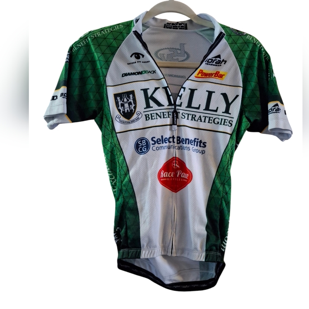 Mt. Borah Bike Jersey Short Sleeve Full Zip  Size XS Green with Black and White